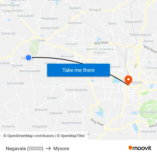 Nagavala (ನಾಗವಾಲ) to Mysore map