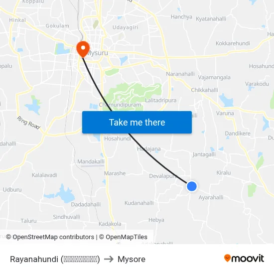 Rayanahundi (ರಾಯನಹುಂಡಿ) to Mysore map