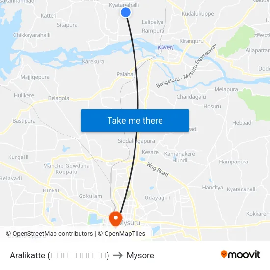 Aralikatte (ಅರಳೀಕಟ್ಟೆ) to Mysore map
