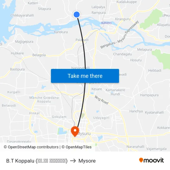 B.T Koppalu (ಬಿ.ಟಿ ಕೊಪ್ಪಲು) to Mysore map
