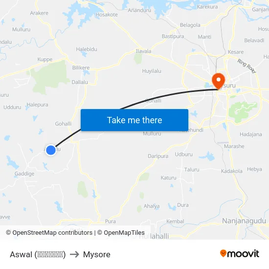 Aswal (ಅಸ್ವಾಲ್) to Mysore map