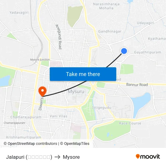 Jalapuri (ಜಲಪುರಿ) to Mysore map