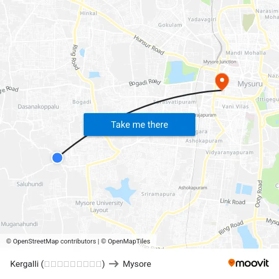 Kergalli (ಕೇರ್ಗಳ್ಳಿ) to Mysore map
