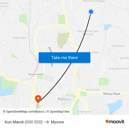 Kuri Mandi (ಕುರಿ ಮಂಡಿ) to Mysore map