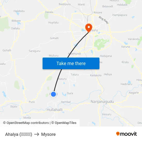 Ahalya (ಅಹಲ್ಯ) to Mysore map