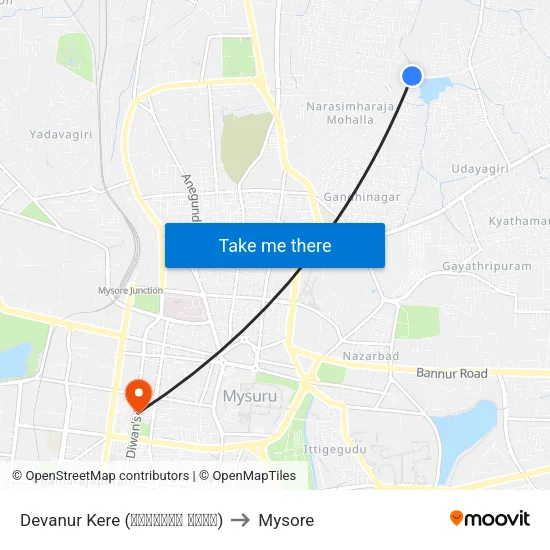 Devanur Kere (ದೇವನೂರು ಕೆರೆ) to Mysore map