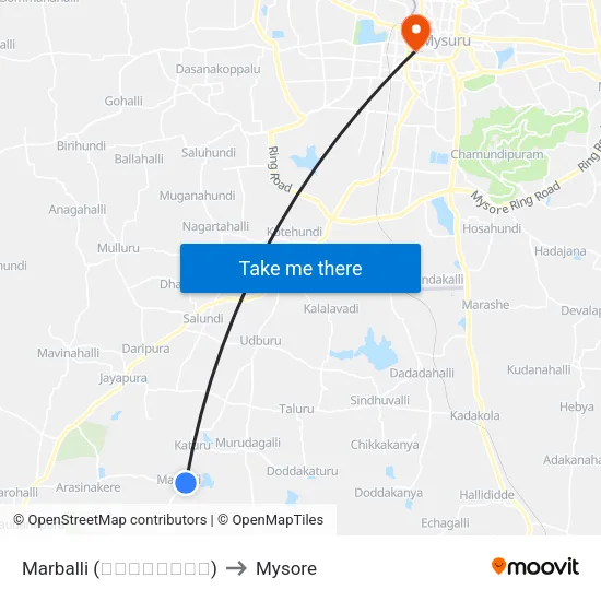 Marballi (ಮರ್ಬಳ್ಳಿ) to Mysore map