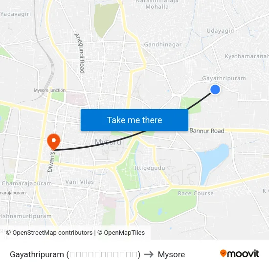 Gayathripuram (ಗಾಯತ್ರಿಪುರಂ) to Mysore map