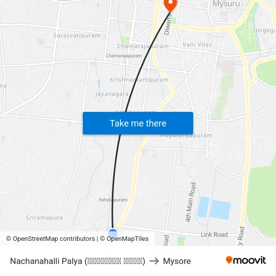 Nachanahalli Palya (ನಾಚನಹಳ್ಳಿ ಪಾಳ್ಯ) to Mysore map