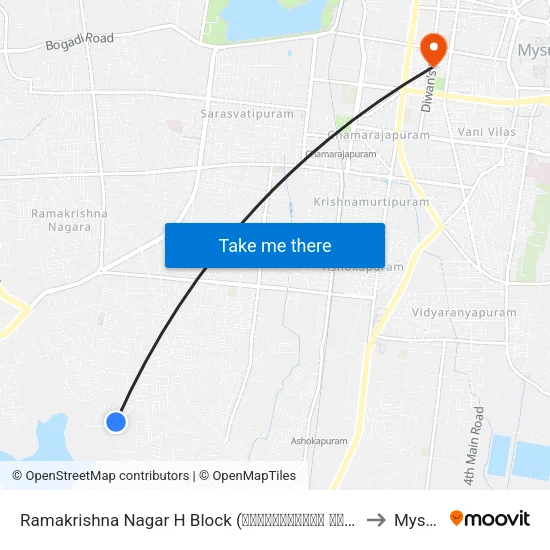 Ramakrishna Nagar H Block (ರಾಮಕೃಷ್ಣನಗರ ಹೆಚ್ ಬ್ಲಾಕ್) to Mysore map