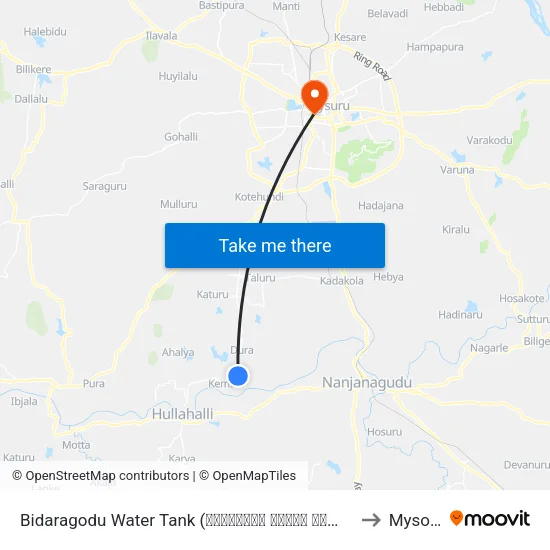 Bidaragodu Water Tank (ಬಿದರಗೊಡು ವಾಟರ್ ಟ್ಯಾಂಕ್) to Mysore map