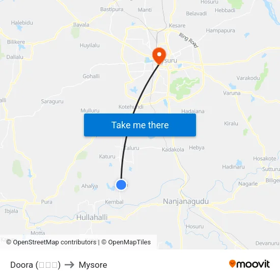 Doora (ದೂರ) to Mysore map