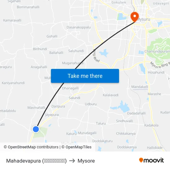Mahadevapura (ಮಹಾದೇವಪುರ) to Mysore map