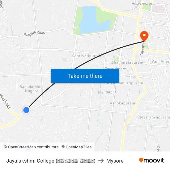 Jayalakshmi College (ಜಯಲಕ್ಷ್ಮೀ ಕಾಲೇಜು) to Mysore map