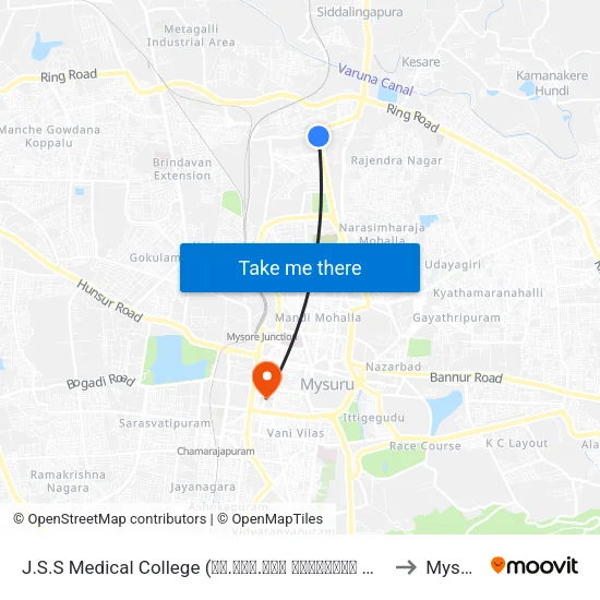 J.S.S Medical College (ಜೆ.ಎಸ್.ಎಸ್ ವೈದ್ಯಕೀಯ ಕಾಲೇಜು) to Mysore map