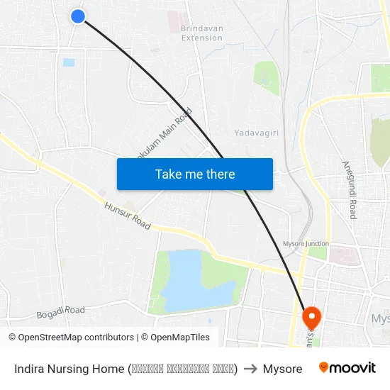 Indira Nursing Home (ಇಂದಿರಾ ನರ್ಸಿಂಗ್ ಹೋಮ್) to Mysore map