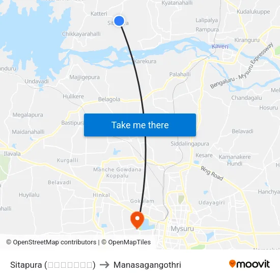 Sitapura (ಸೀತಾಪುರ) to Manasagangothri map
