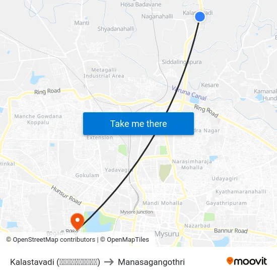 Kalastavadi (ಕಾಳಸ್ತವಾಡಿ) to Manasagangothri map
