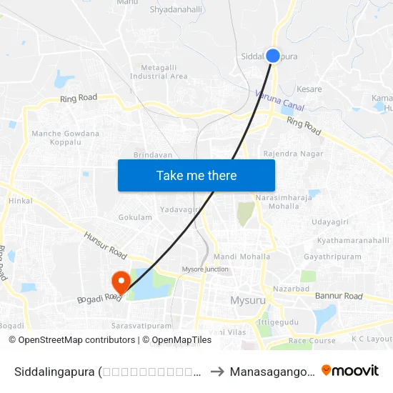 Siddalingapura (ಸಿದ್ದಲಿಂಗಾಪುರ) to Manasagangothri map