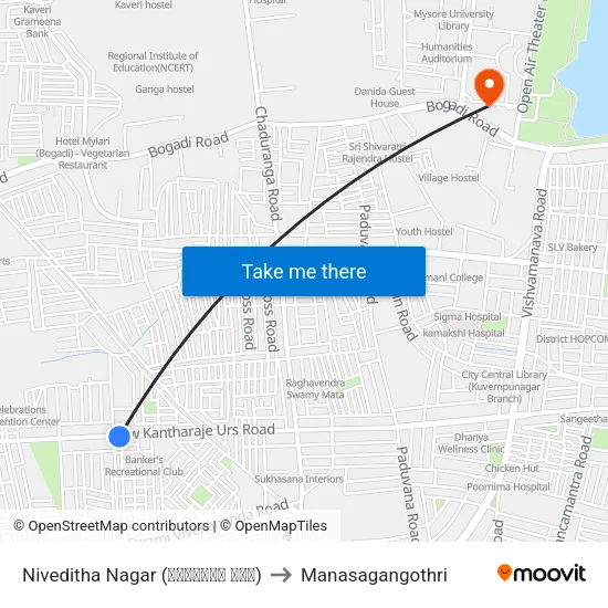 Niveditha Nagar (ನಿವೇದಿತ ನಗರ) to Manasagangothri map