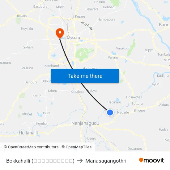 Bokkahalli (ಬೊಕ್ಕಹಳ್ಳಿ) to Manasagangothri map