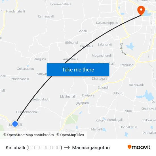 Kallahalli (ಕಲ್ಲಹಳ್ಳಿ) to Manasagangothri map