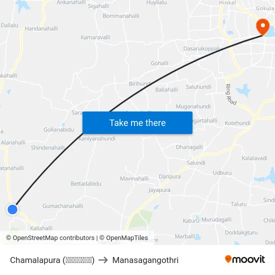 Chamalapura (ಚಮಲಾಪುರ) to Manasagangothri map