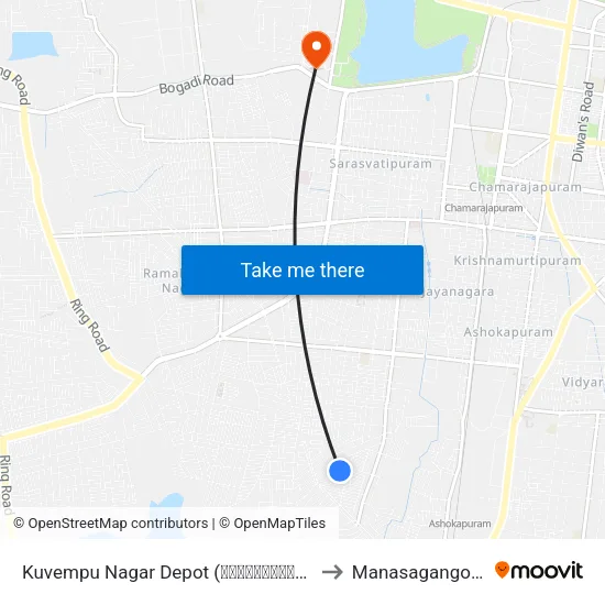 Kuvempu Nagar Depot (ಕುವೆಂಪುನಗರ ಘಟಕ) to Manasagangothri map