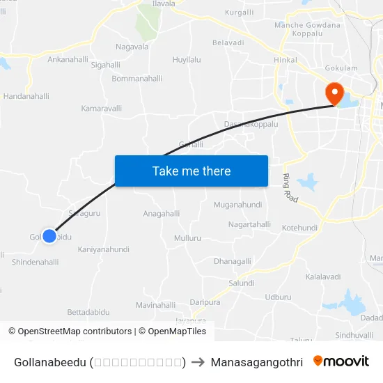 Gollanabeedu (ಗೊಲ್ಲನಬೀಡು) to Manasagangothri map