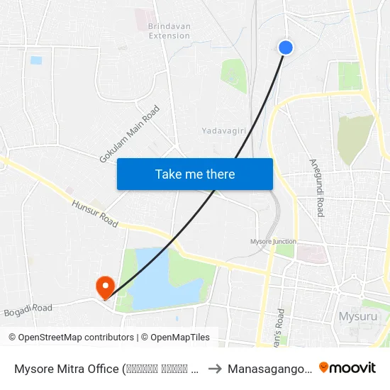 Mysore Mitra Office (ಮೈಸೂರು ಮಿತ್ರ ಕಛೇರಿ) to Manasagangothri map