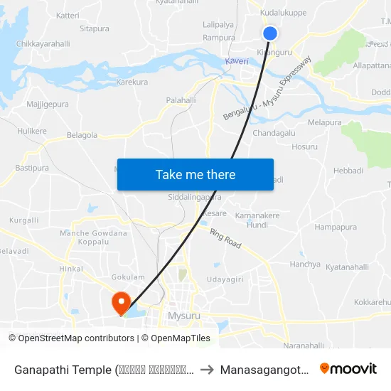 Ganapathi Temple (ಗಣಪತಿ ದೇವಸ್ಥಾನ) to Manasagangothri map