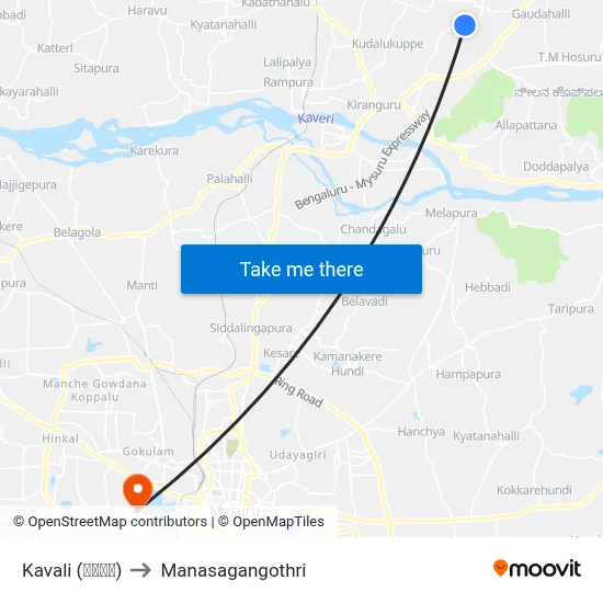 Kavali (ಕವಲಿ) to Manasagangothri map