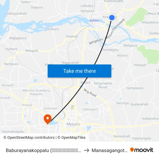 Baburayanakoppalu (ಬಾಬುರಾಯನಕೊಪ್ಪಲು) to Manasagangothri map