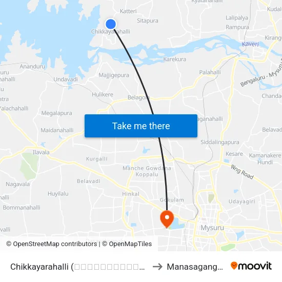 Chikkayarahalli (ಚಿಕ್ಕಯ್ಯರಹಳ್ಳಿ) to Manasagangothri map