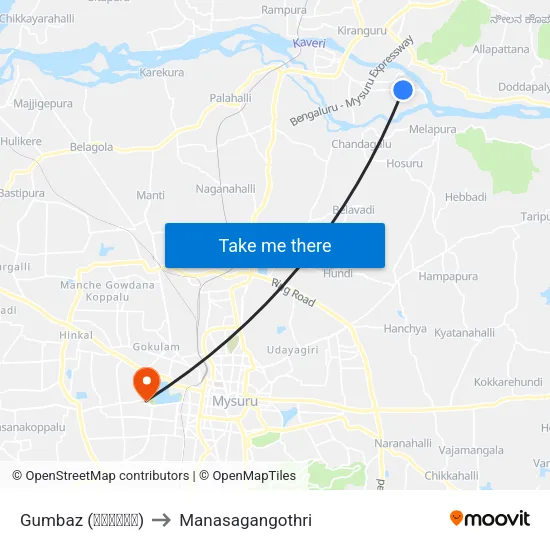 Gumbaz (ಗುಂಬಜ್‌) to Manasagangothri map