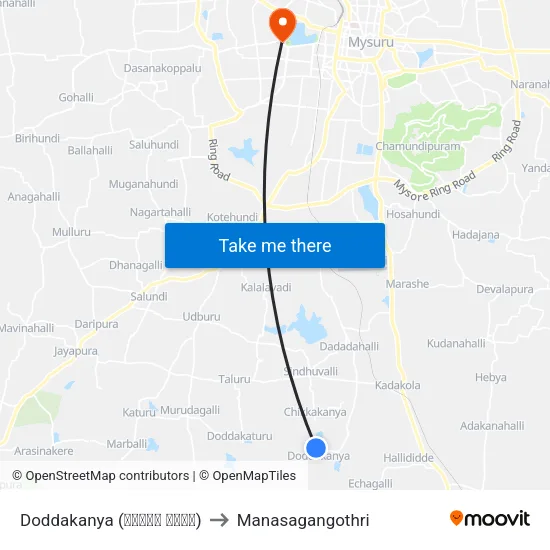 Doddakanya (ದೊಡ್ಡ ಕನ್ಯ) to Manasagangothri map