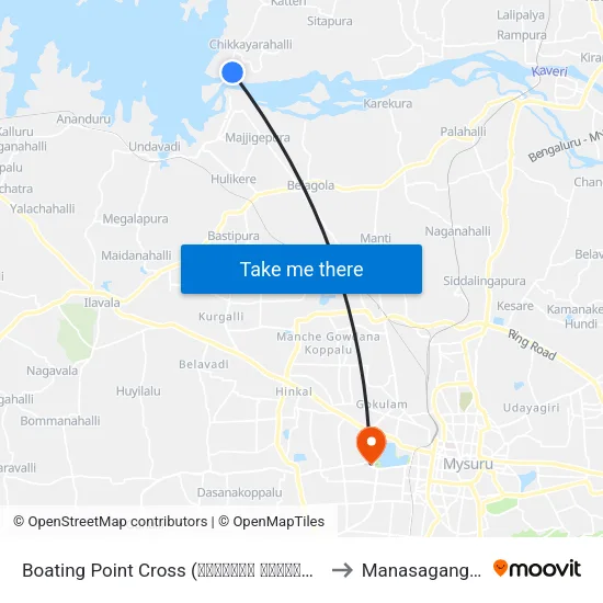 Boating Point Cross (ಬೋಟಿಂಗ್ ಪಾಯಿಂಟ್ ಕ್ರಾಸ್) to Manasagangothri map