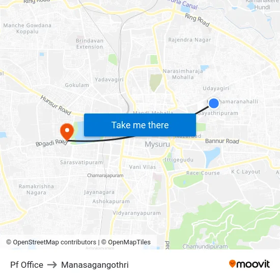 Pf Office to Manasagangothri map