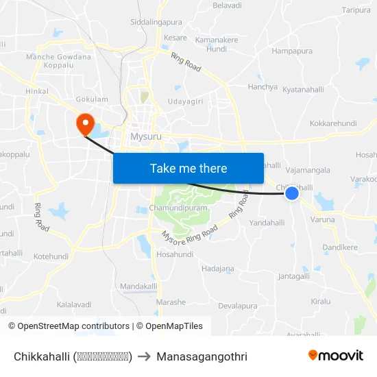 Chikkahalli (ಚಿಕ್ಕಹಳ್ಳಿ) to Manasagangothri map