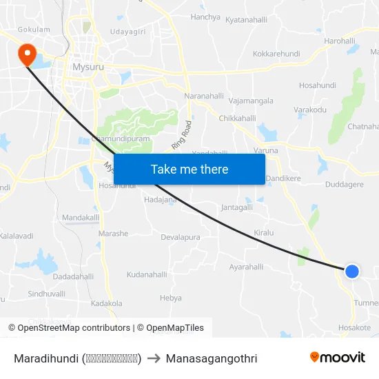Maradihundi (ಮರಾದಿಹುಂಡಿ) to Manasagangothri map