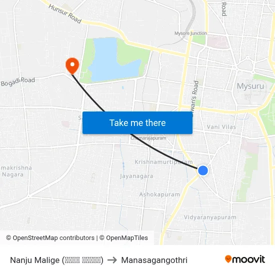 Nanju Malige (ನಂಜು ಮಳಿಗೆ) to Manasagangothri map