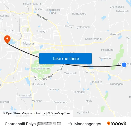 Chatnahalli Palya (ಚಾಟ್ನಹಳ್ಳಿ ಪಾಳ್ಯ) to Manasagangothri map
