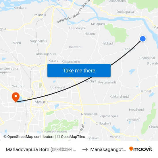 Mahadevapura Bore (ಮಹಾದೇವಪುರ ಬೋರ್) to Manasagangothri map