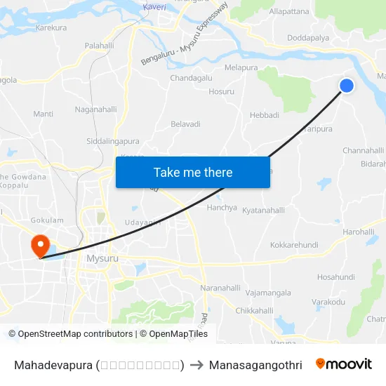 Mahadevapura (ಮಹಾದೇವಪುರ) to Manasagangothri map