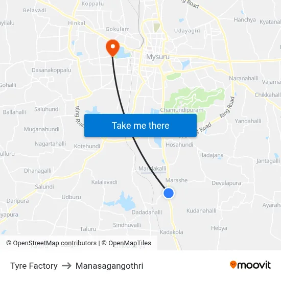 Tyre Factory to Manasagangothri map