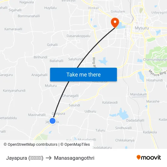 Jayapura (ಜಯಪುರ) to Manasagangothri map