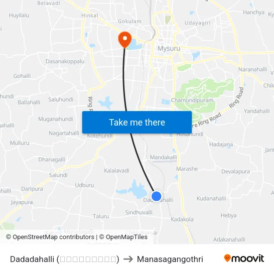 Dadadahalli (ದಾದದಹಳ್ಳಿ) to Manasagangothri map