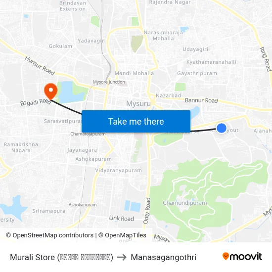 Murali Store (ಮುರಳಿ ಸ್ಟೋರ‍್ಸ್) to Manasagangothri map
