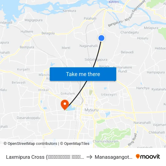 Laxmipura Cross (ಲಕ್ಷ್ಮೀಪುರ ಕ್ರಾಸ್) to Manasagangothri map