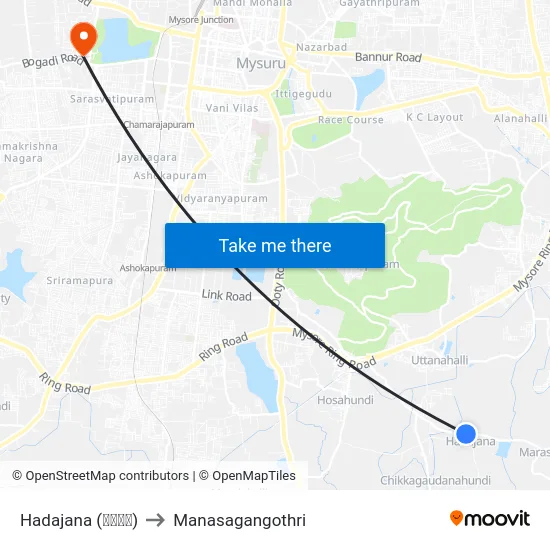 Hadajana (ಹಡಜನ) to Manasagangothri map